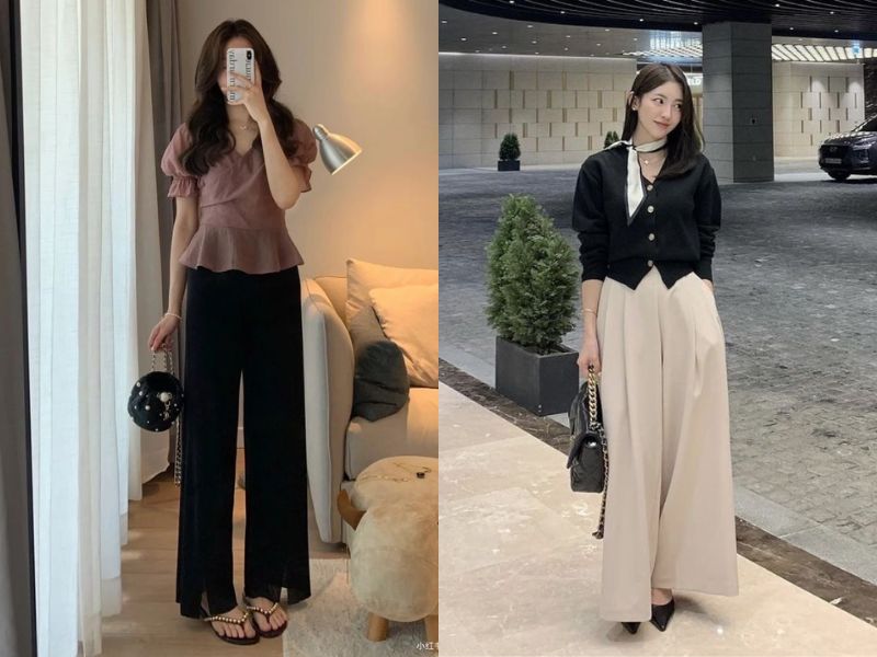 áo blouse quần ống rộng