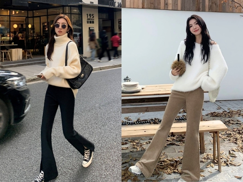 Sweater oversize phối quần legging