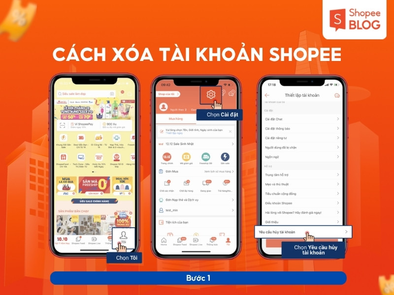 Cách xóa tài khoản Shopee