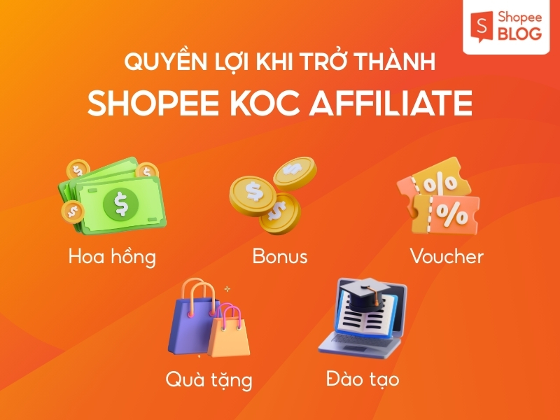 quyền lợi dành cho các KOC của Shopee