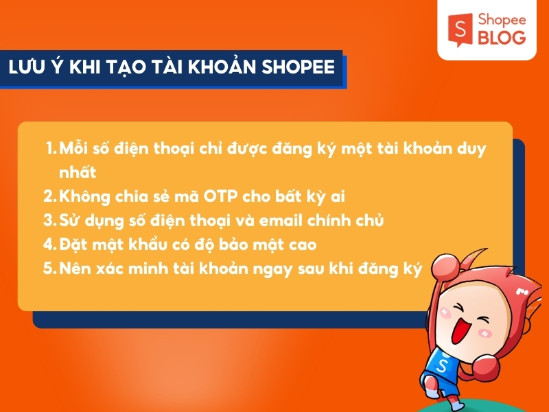 Lưu ý khi tạo tài khoản Shopee bạn cần biết