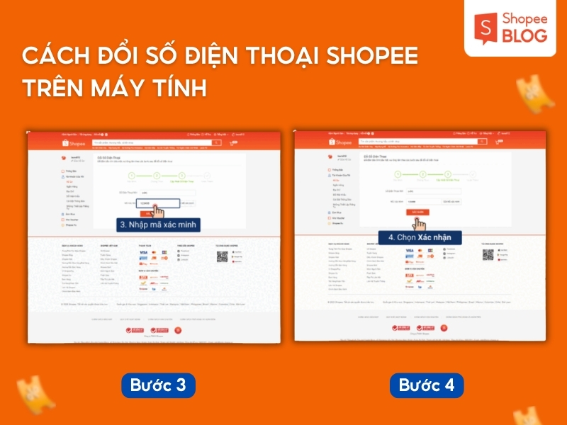 Cách đổi số điện thoại Shopee trên máy tính