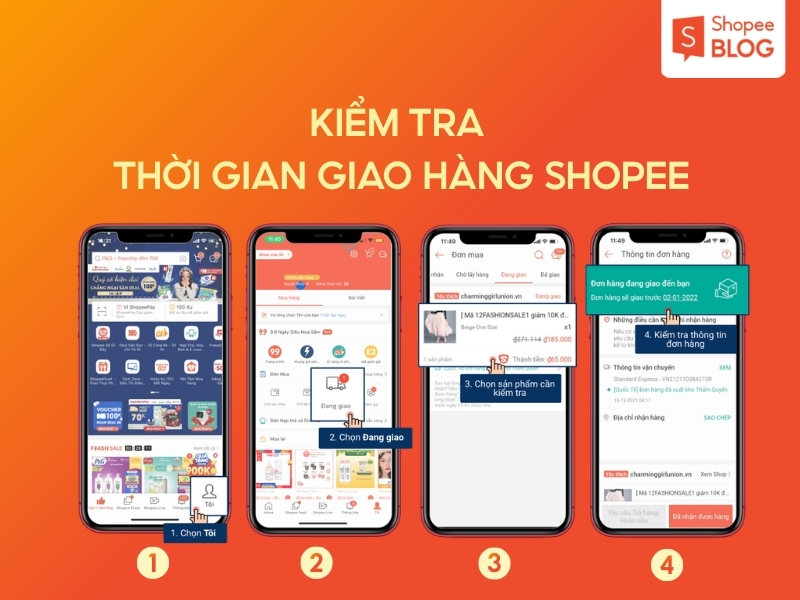 các bước kiểm tra thời gian giao hàng shopee