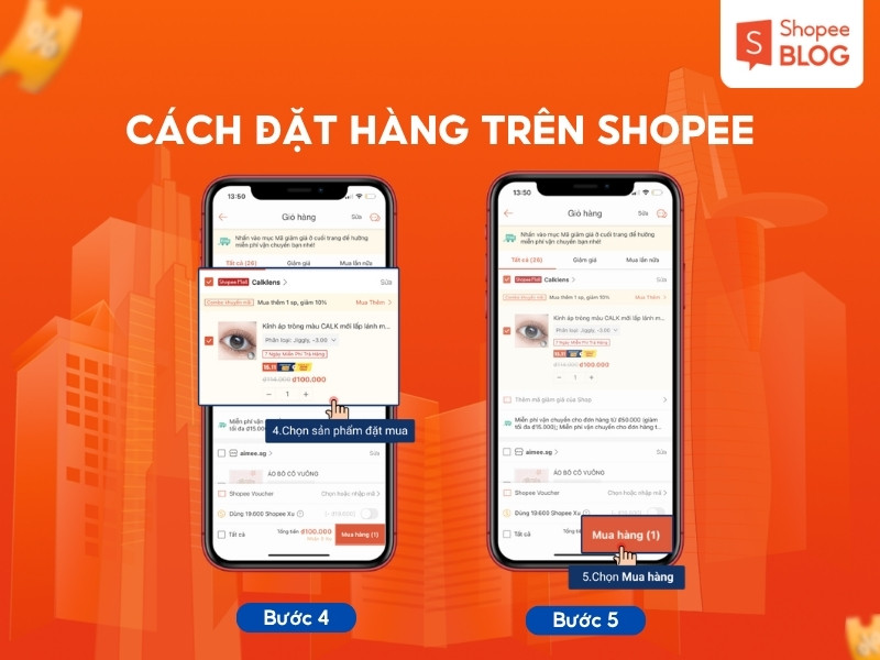 Quy trình đặt hàng trên Shopee