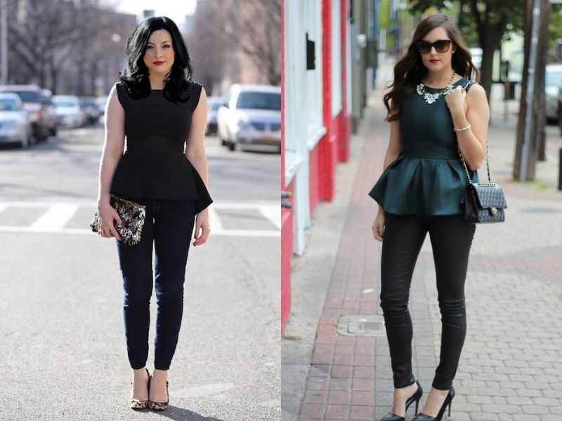 áo peplum với quần skinny