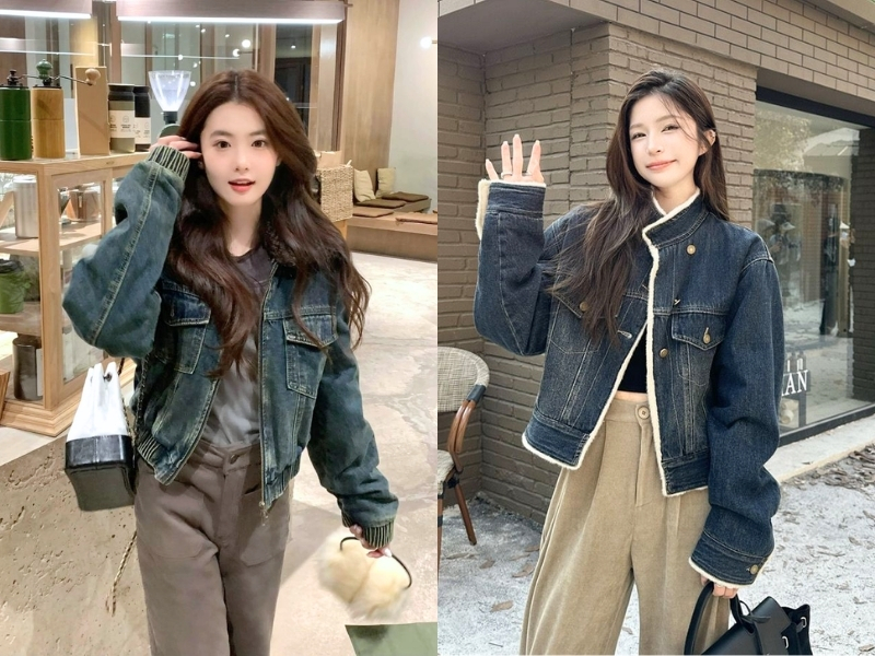 Áo khoác denim phối outfit vừa bụi vừa ấm