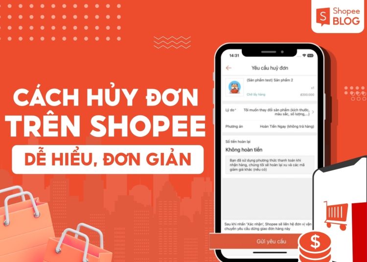 cách hủy đơn trên shopee