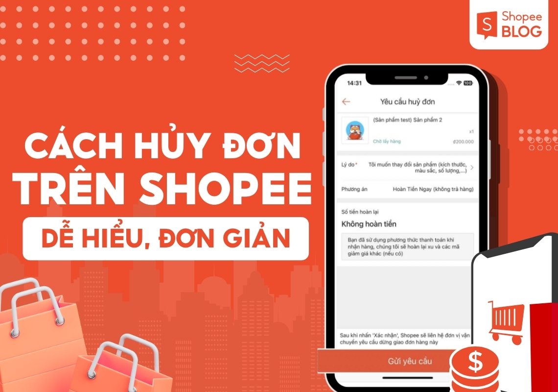 cách hủy đơn trên shopee