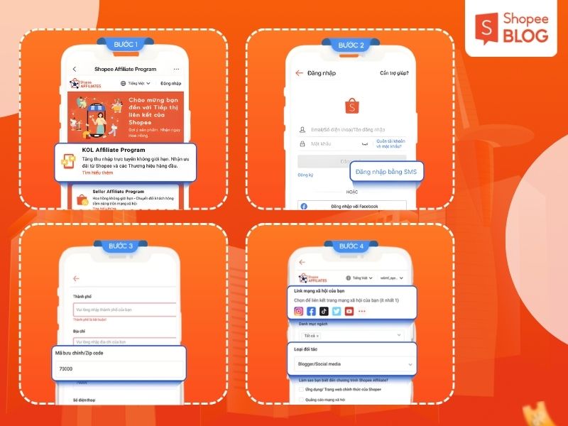 Cách đăng ký Affiliate Shopee trên điện thoại
