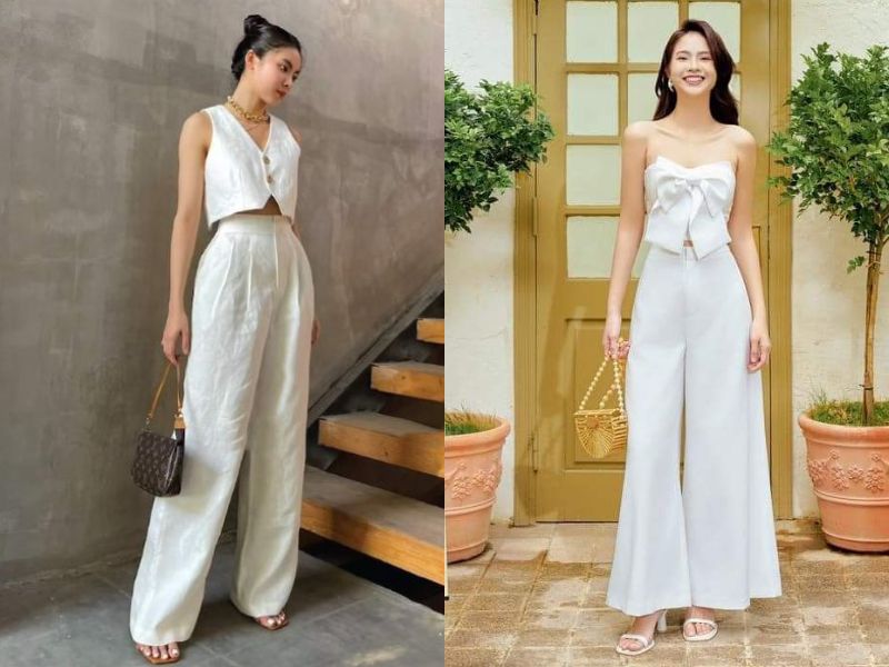 áo croptop quần ống rộng