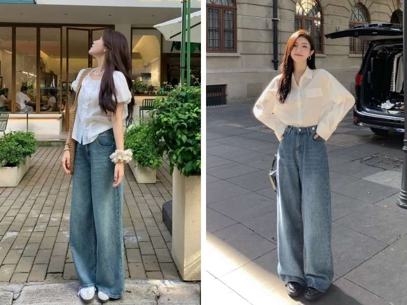 Mẫu quần jean ống suông cho dáng quả lê