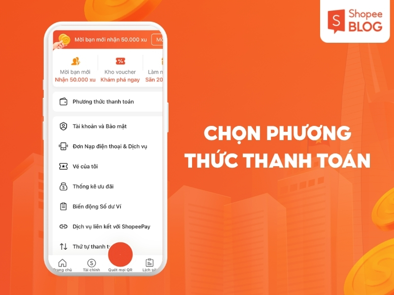 Vào phần phương thức thanh toán