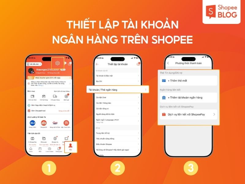 cách thiết lập tài khoản ngân hàng trên Shopee