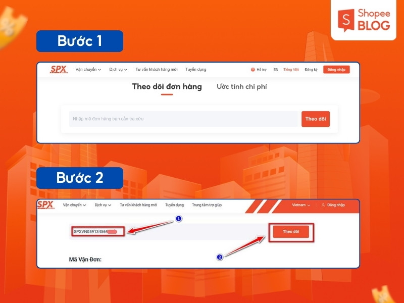 Cách tra mã vận đơn SPX trên website