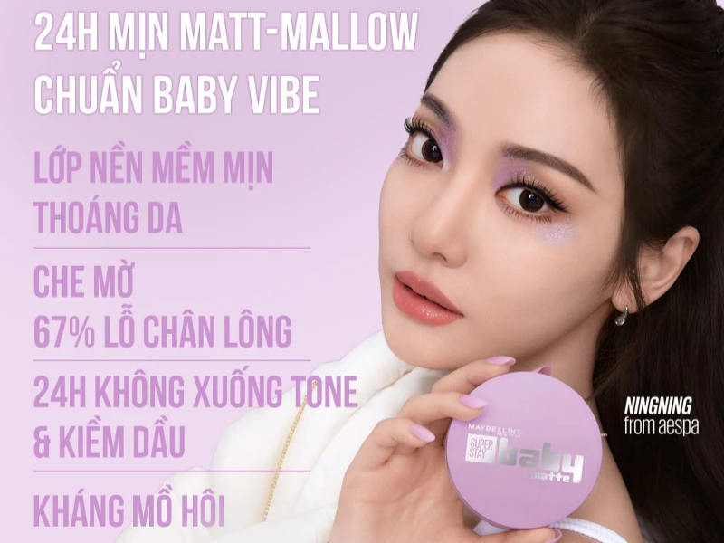 Phấn nước Superstay 24H Baby Matte Cushion Maybelline New York.
