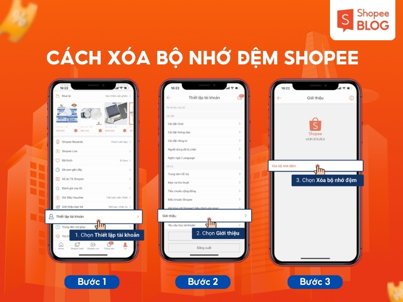 Cách xóa bộ nhớ đệm Shopee