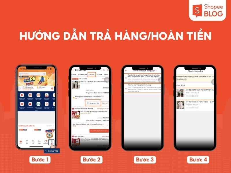 Hướng dẫn cách trả hàng hoàn tiền trên Shopee