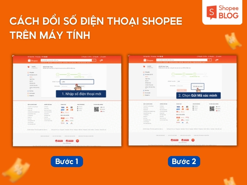 Cách đổi số điện thoại Shopee trên máy tính