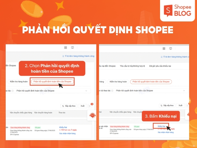 Khiếu nại bằng cách phản hồi quyết định hoàn tiền của nền tảng