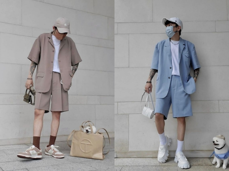 Áo blazer nam phối với quần short tây