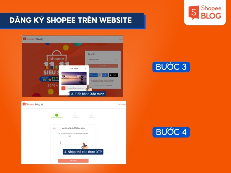 Đăng ký tài khoản Shopee trên ứng dụng trên website