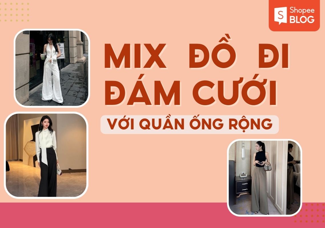 mix đồ đi đám cưới với quần ống rộng