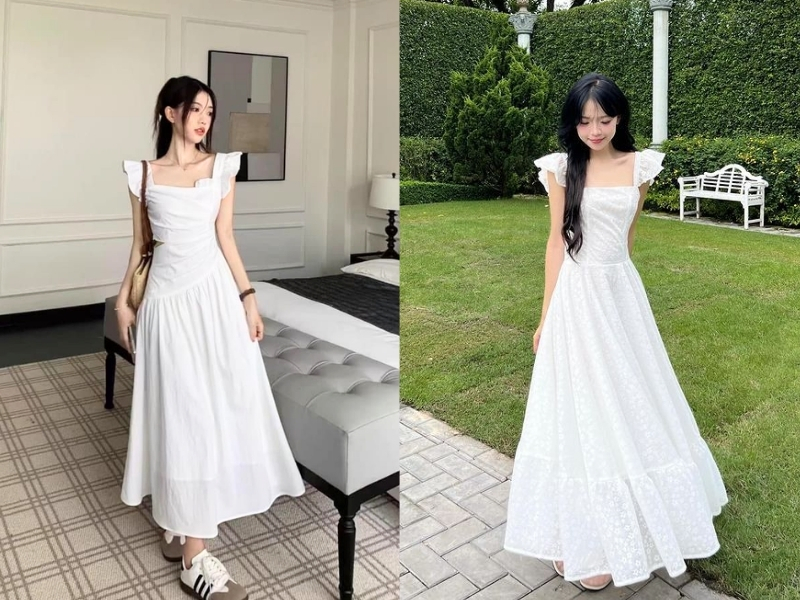 Váy cổ vuông