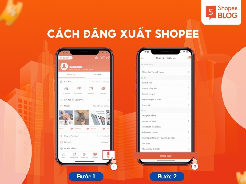 Cách đăng xuất tài khoản Shopee