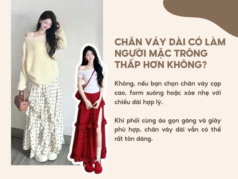 Chân váy dài có làm người mặc trông thấp hơn không? 