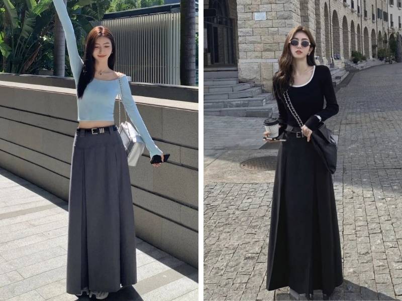 Phối chân váy chữ A cho dáng tam giác ngược