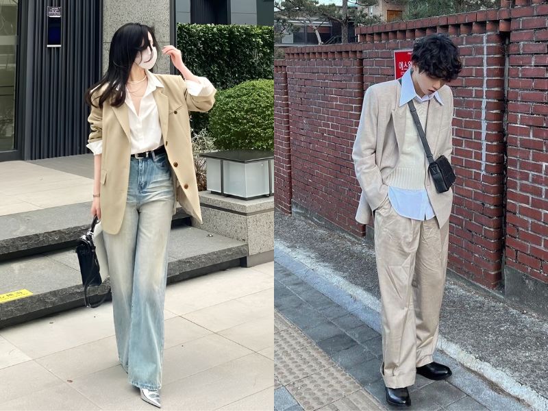 aó sơ mi phối blazer thiên bình