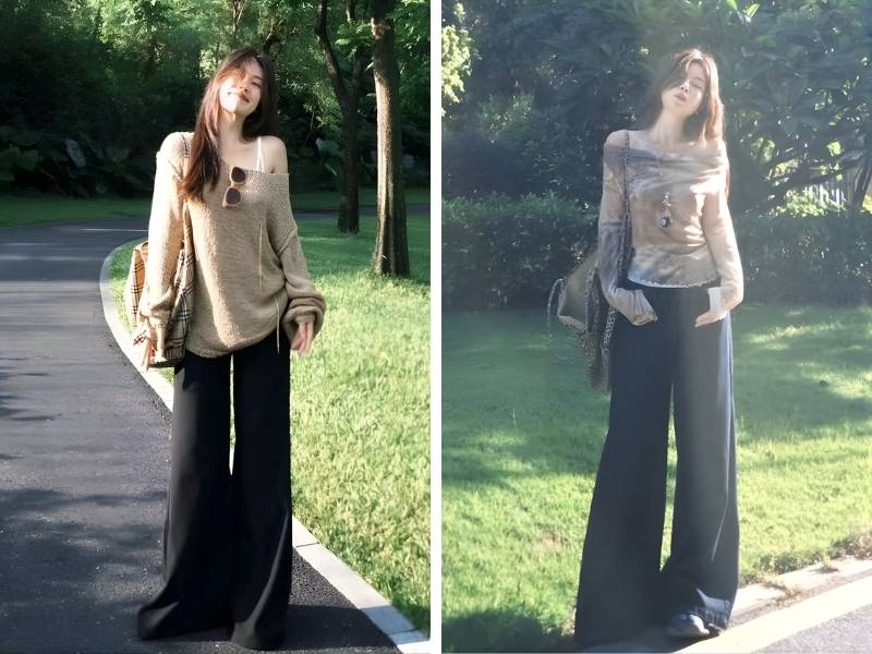 Phối quần ống suông cho dáng tam giác ngược