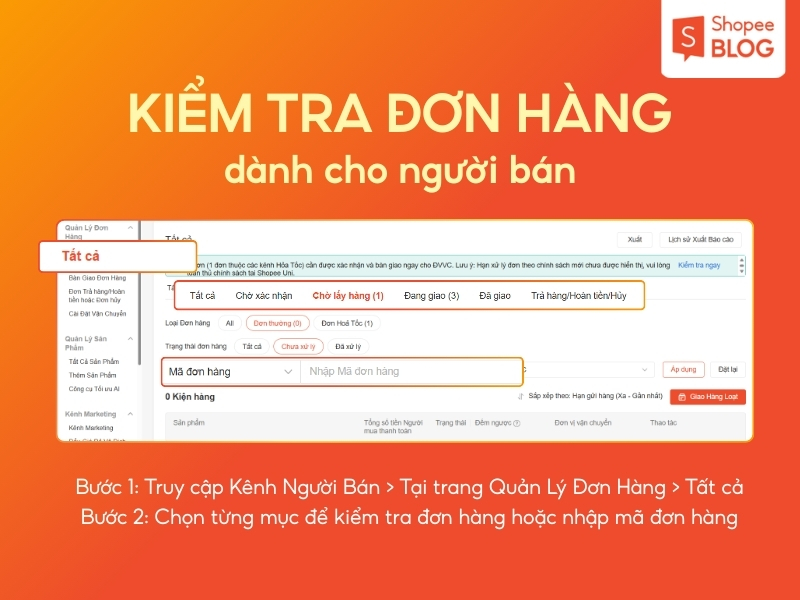 kiểm tra đơn hàng trên Shopee người bán