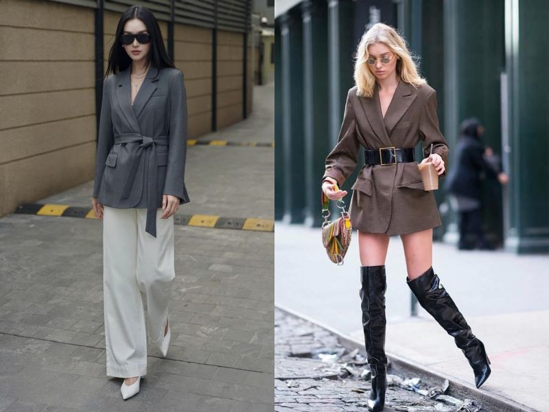 Blazer kết hợp thắt lưng