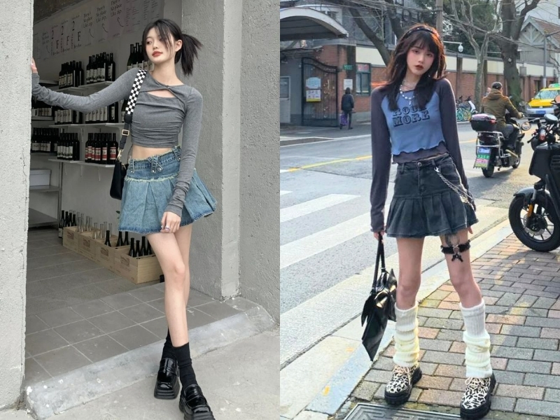 Chân váy jeans 2YK trẻ trung