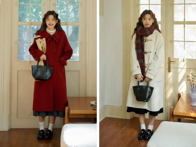 Phối đầm dài với trench coat đi Sapa