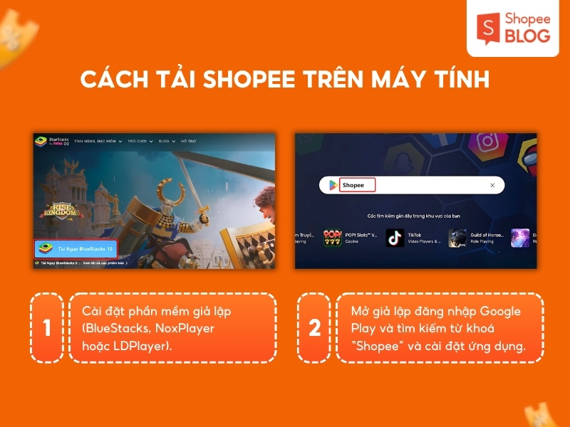 Cách tải app Shopee trên máy tính bằng giả lập