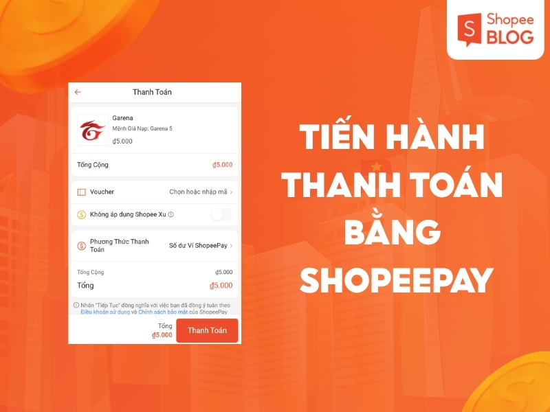 thanh toán và mua thẻ Garena trên Shopee