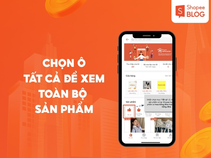 Chọn tất cả để lấy link tiếp thị liên kết
