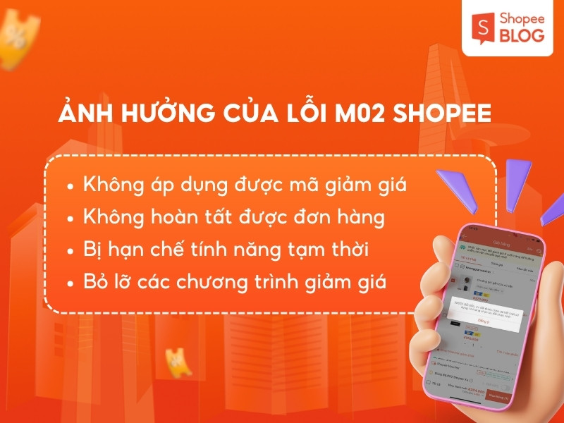 Các ảnh hưởng của lỗi M02 Shopee