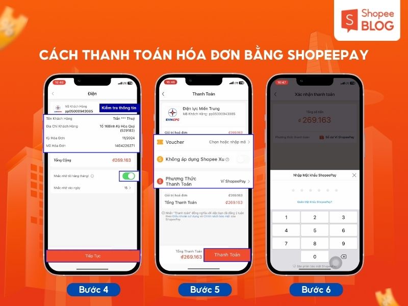 Hướng dẫn thanh toán hóa đơn bằng ShopeePay