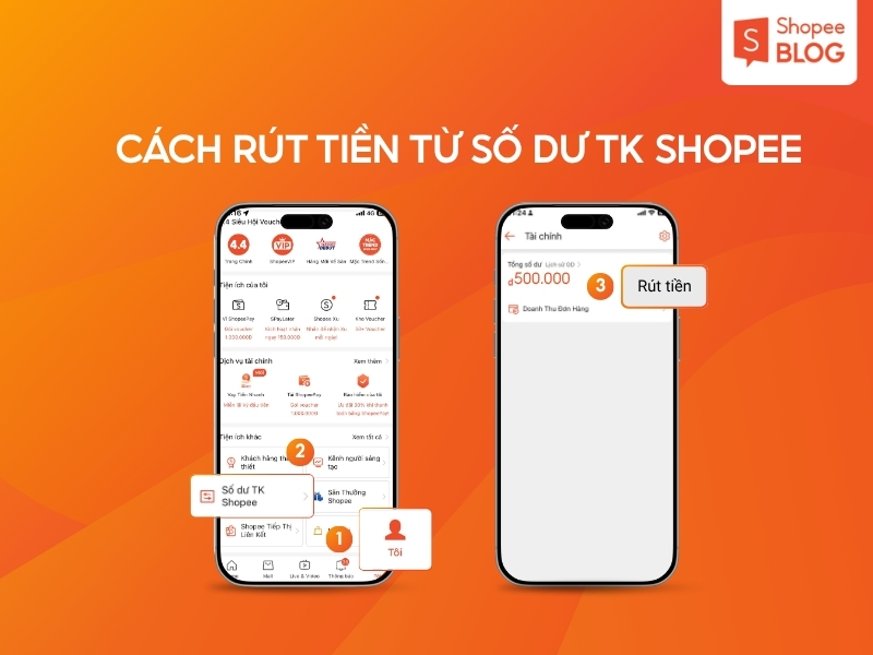 Cách rút tiền từ số dư TK Shope