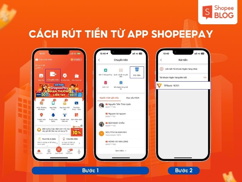 Cách rút tiền từ ShopeePay