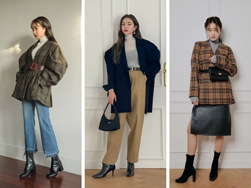 Phối đồ với áo cổ lọ nữ và áo blazer