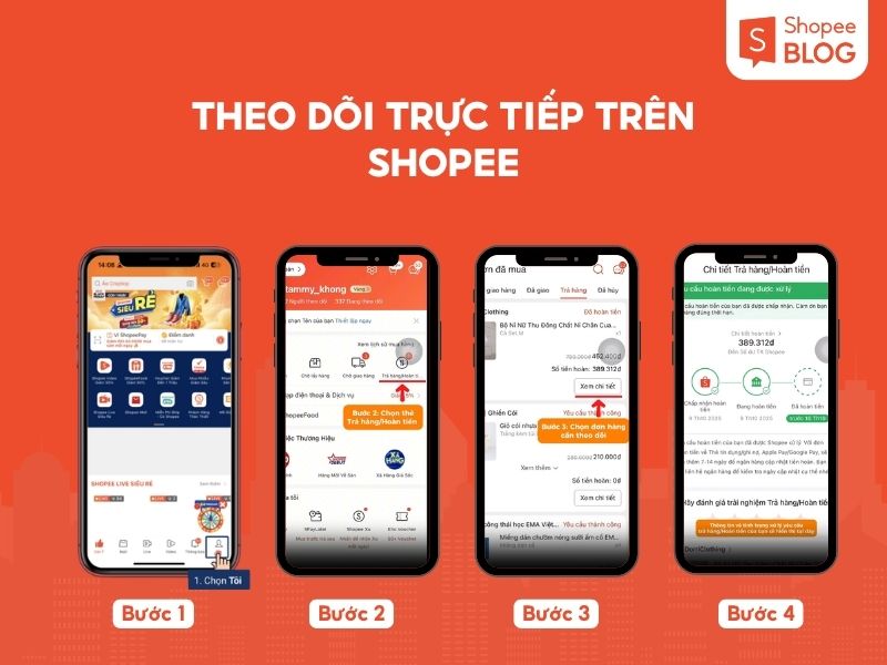 Cách theo dõi tình trạng Trả hàng/ Hoàn tiền trên Shopee