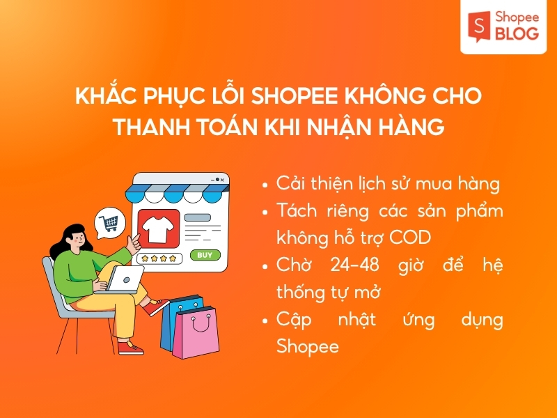 sửa lỗi Shopee không cho thanh toán tiền mặt