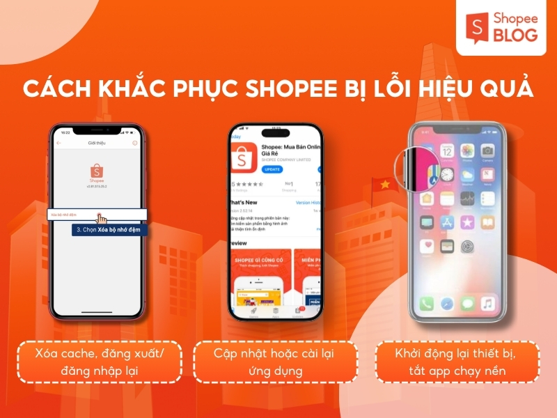 Cách khắc phục Shopee bị lỗi hiệu quả. 
