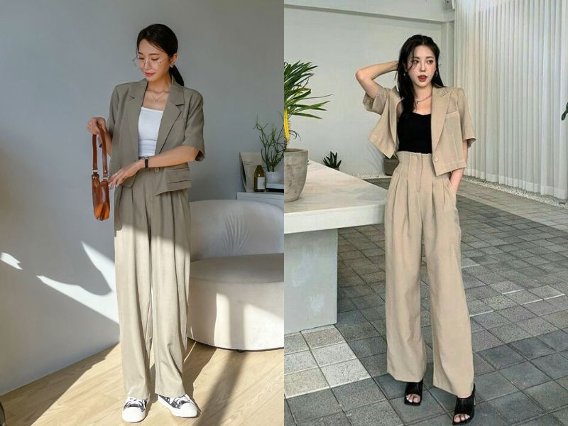 áo blazer áo hai dây quần ống rộng
