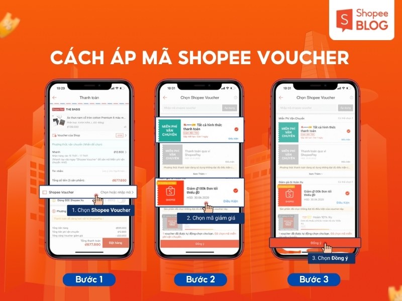 Cách áp mã voucher Shopee
