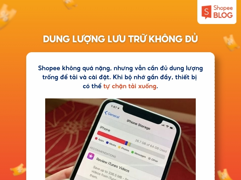 Dung lượng lưu trữ không đủ.